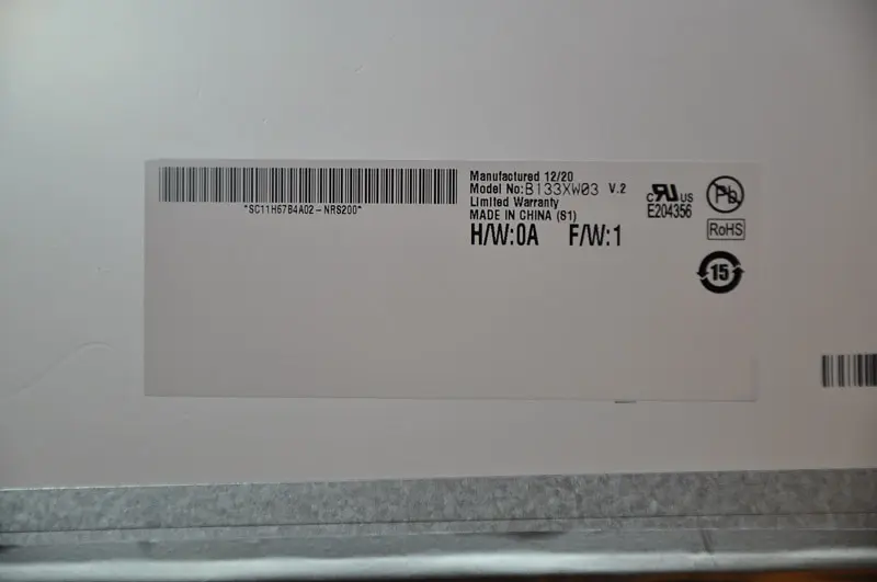 Матриця 13.3 B133XW03 V.2 1366х768, 40pin, LED, SLIM горизонтальні вушки, глянцева, роз'єм праворуч знизу для ноутбука - фото 2