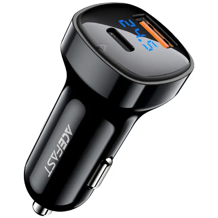 Автозаряджання 2xUSB 66W (USB-C + USB-A) B4 with digital display Acefast - фото 2