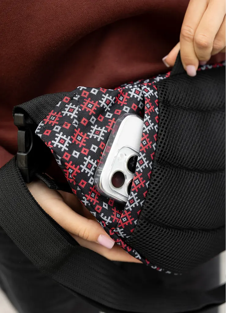 Велика жіноча поясна сумка бананка Sambag DynamicDart чорна 38 × 21 × 7 см (80411148) - фото 6