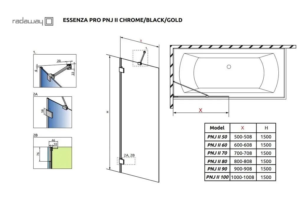 Шторка для ванни Radaway Essenza Pro PNJ 80 см Black 10101080-54-01 - фото 2