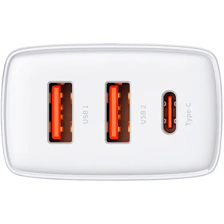 Адаптер живлення 3 порти Baseus 2 USB + Type-C 30 W CCXJ-E02 зарядне швидке - фото 2