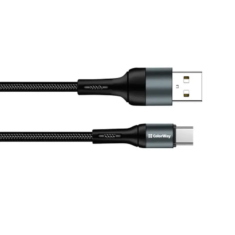 Дата кабель USB 2.0 AM to USB-C 1.0m nylon black ColorWay (CW-CBUC045-BK) - фото 4