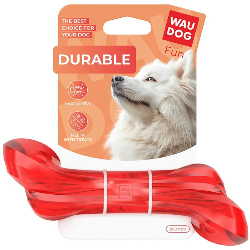 Іграшка для собак Waudog Fun Durable Кістка термопластична гума 200 мм червона - фото 2