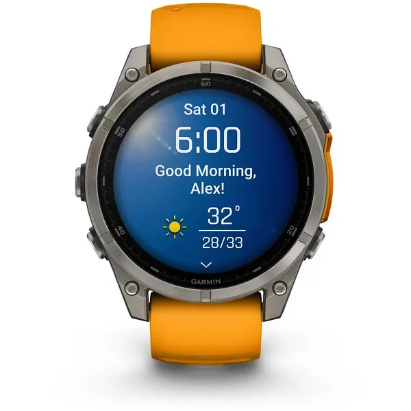 Garmin Fenix 8 47mm AMOLED Sapphire Titanium w. Spark Orange/Graphite Silicone Band (010-02904-10/11) - фото 2