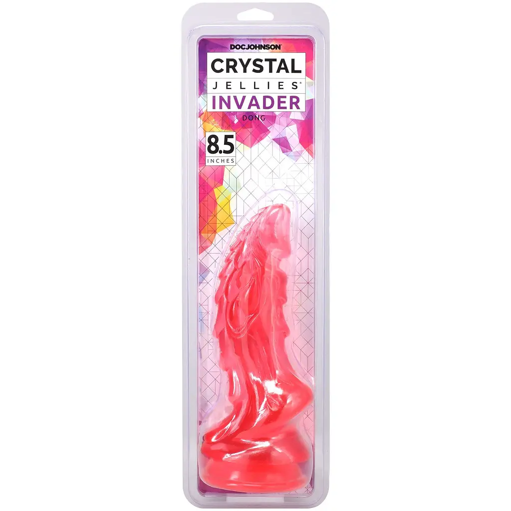 Фентезійний фалоімітатор Doc Johnson Crystal Jellies Invader Dong 8.5 Inch Pink - фото 5