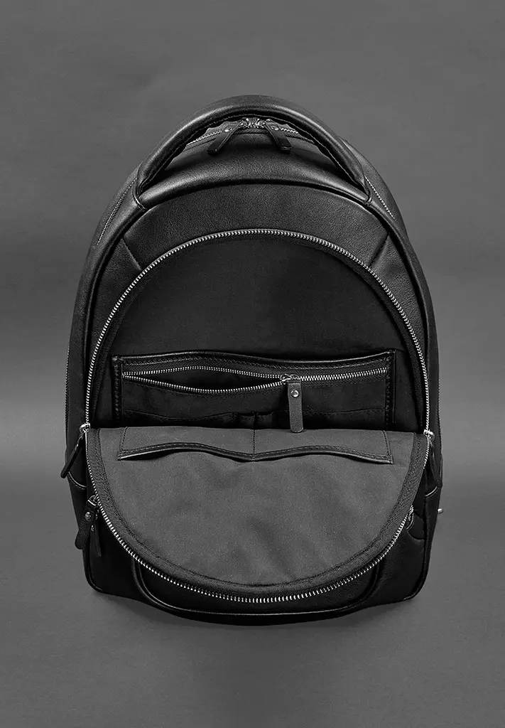 Шкіряний рюкзак чорний краст - фото 3