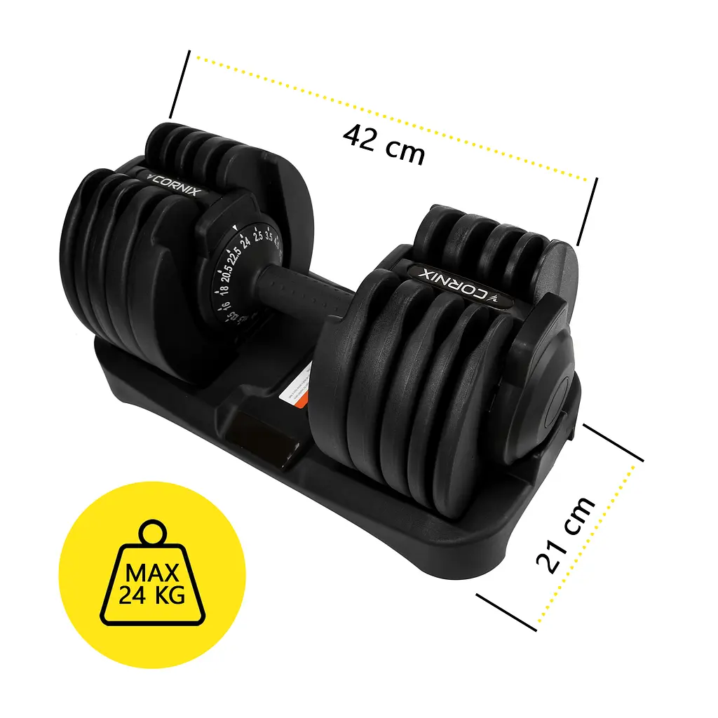 Гантеля з регульованою вагою Cornix 2.5-24 кг XR-0405 Black - фото 8