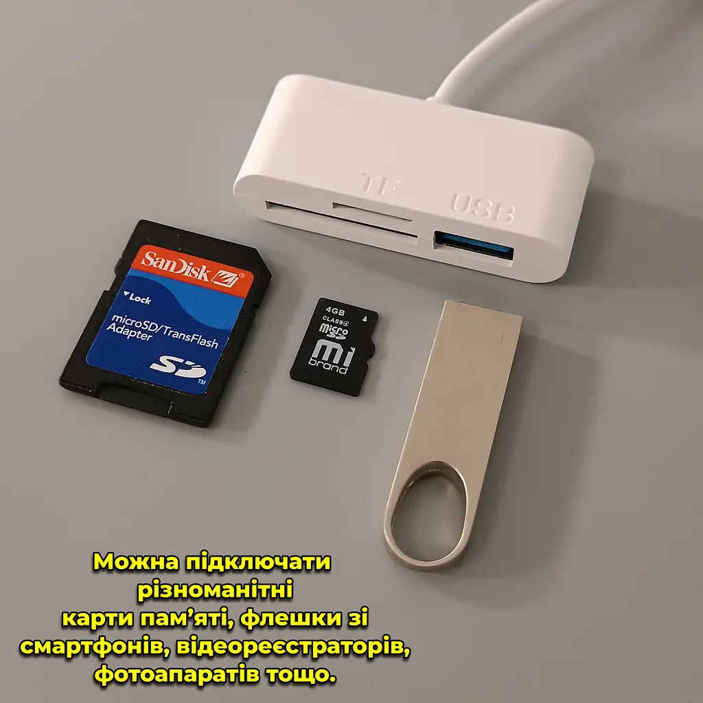 Кардридер/перехідник з Type-C на USB (1 x USB, 1 x microSD, 1 x SD/SDHC/SDXC). Для флешок та інших пристроїв - фото 7