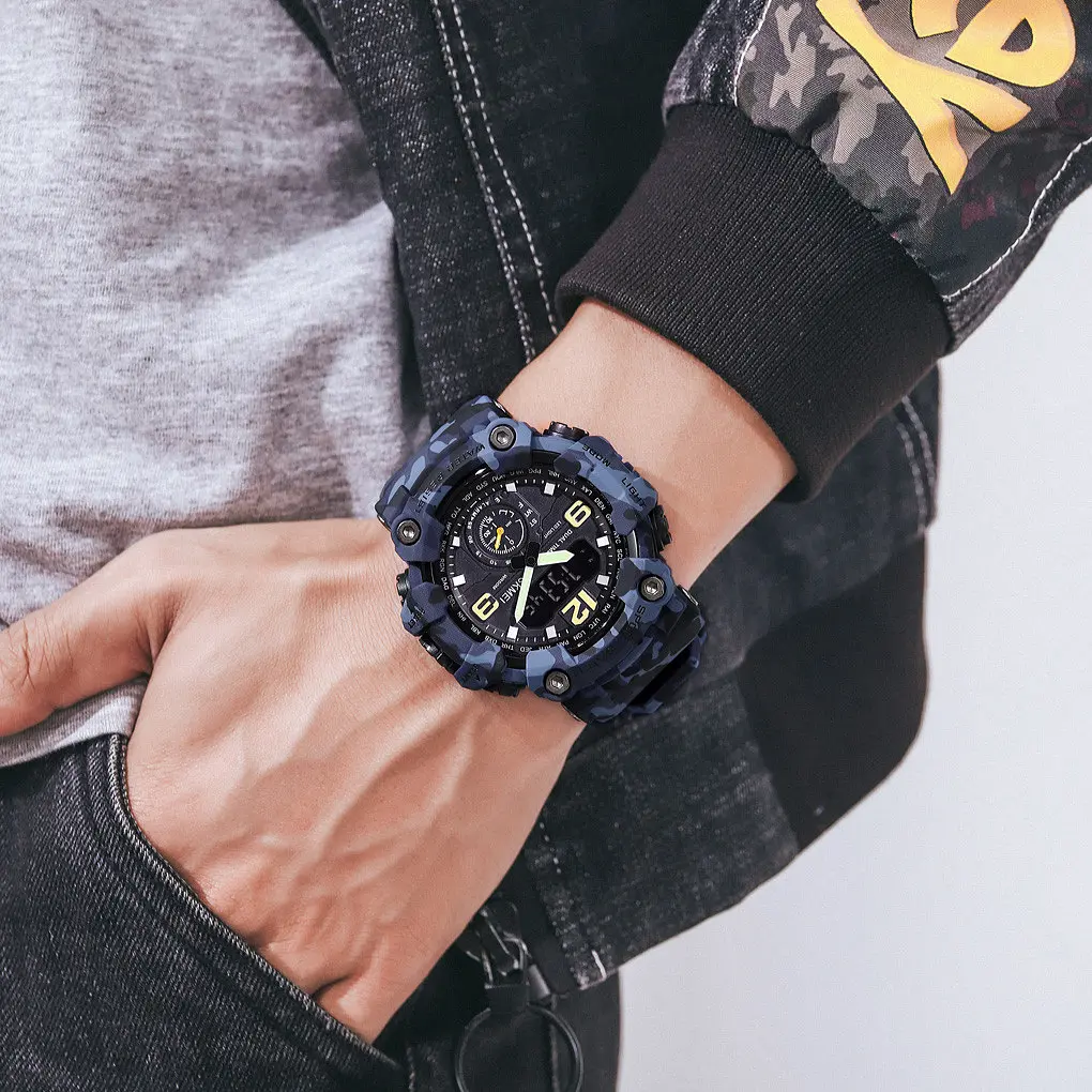 Наручний годинник чоловічий Skmei 1637 Blue Camo, 1637CMBU (18440) - фото 4