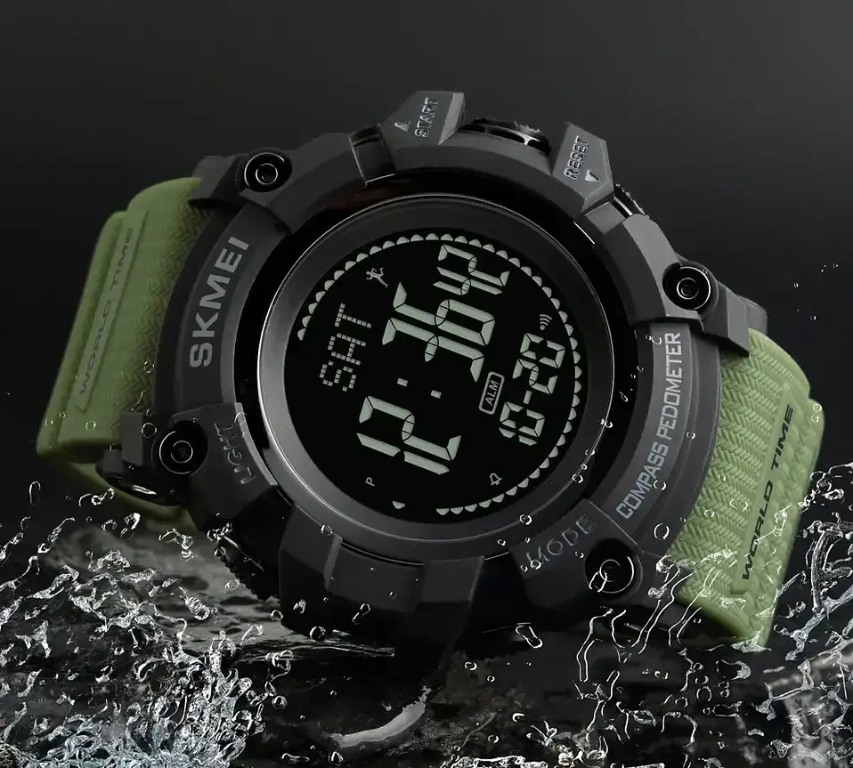 Cпортивний годинник Skmei 1356 Compass з компасом удароміцні (Зелені) - фото 6