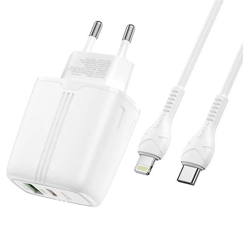 Блок и кабель Lightning Hoco N11 Powerful dual port PD20W+QC3.0 Type-C - фото 2