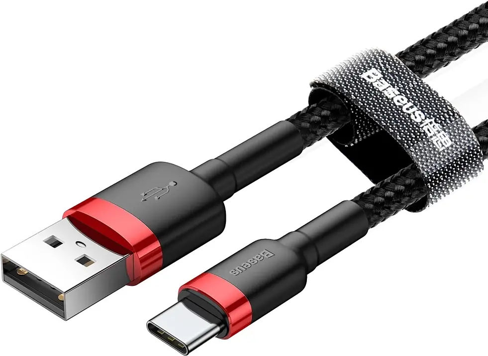 Кабель Baseus Cafule USB для Type-C 3A 1m red black (CATKLF-B91) - фото 2