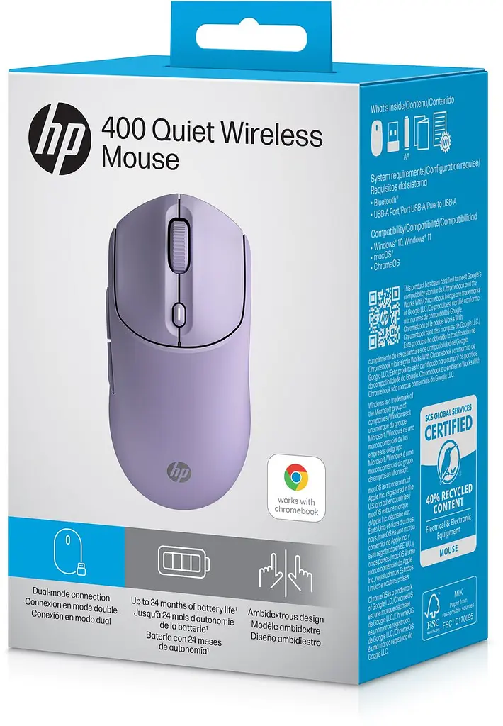 Компьютерная мышь HP 400 Quiet WL/BT фиолетовый teh0014016 - фото 9