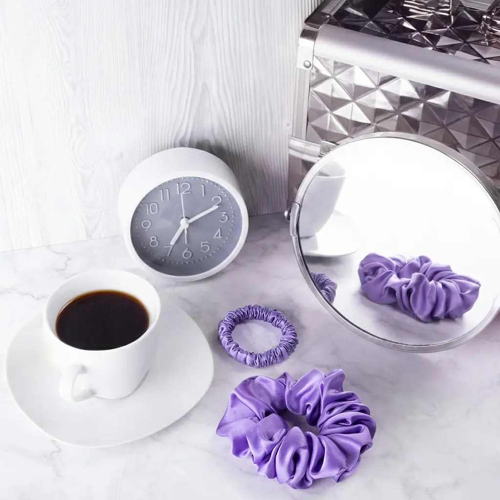 Набір із 2 шовкових резинок для волосся Чумацький Шлях S+L - два режими фіксації лавандовий (1243-02) - фото 4