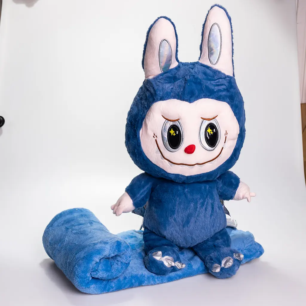 Мягкая игрушка-плед и подушка 3 в 1 Labubu Brown Dragon Синий Colorful Home 520-29BL - фото 2