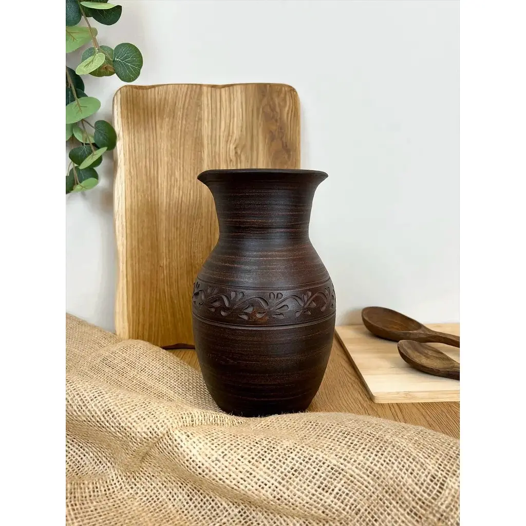 Кувшин 2 литра керамический (глиняный) резной без ручки декор - фото 2