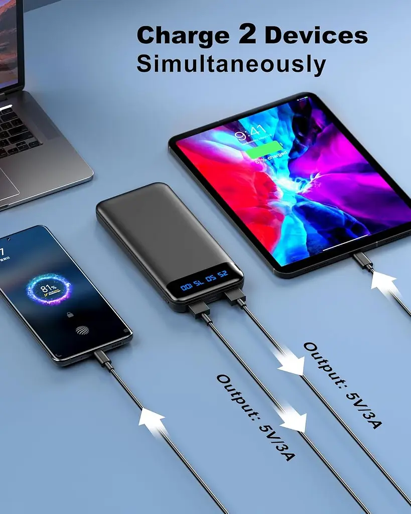 Портативний зарядний пристрій Enerwow Power Bank, 2 шт. 16000 мАг 3A Швидка зарядка - фото 4