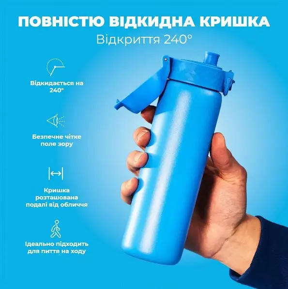Бутылка для воды ION8 металлическая вакуумная 500 мл Vacuum Insulated Blue (I8TS500BLU) - фото 3