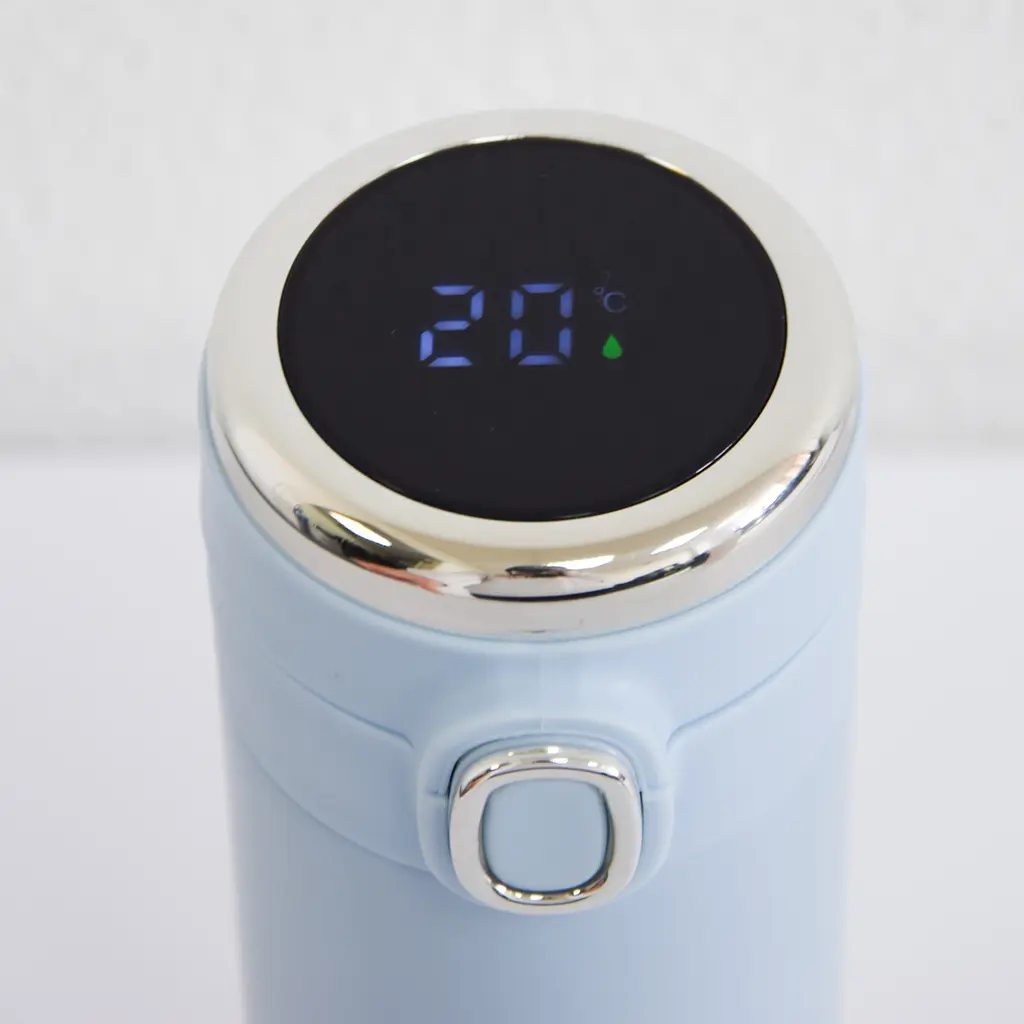 Термочашка "Vacuum cup" Блакитна на 420 мл, термокружка з індикатором температури для кави, термос для чаю (ST) - фото 4