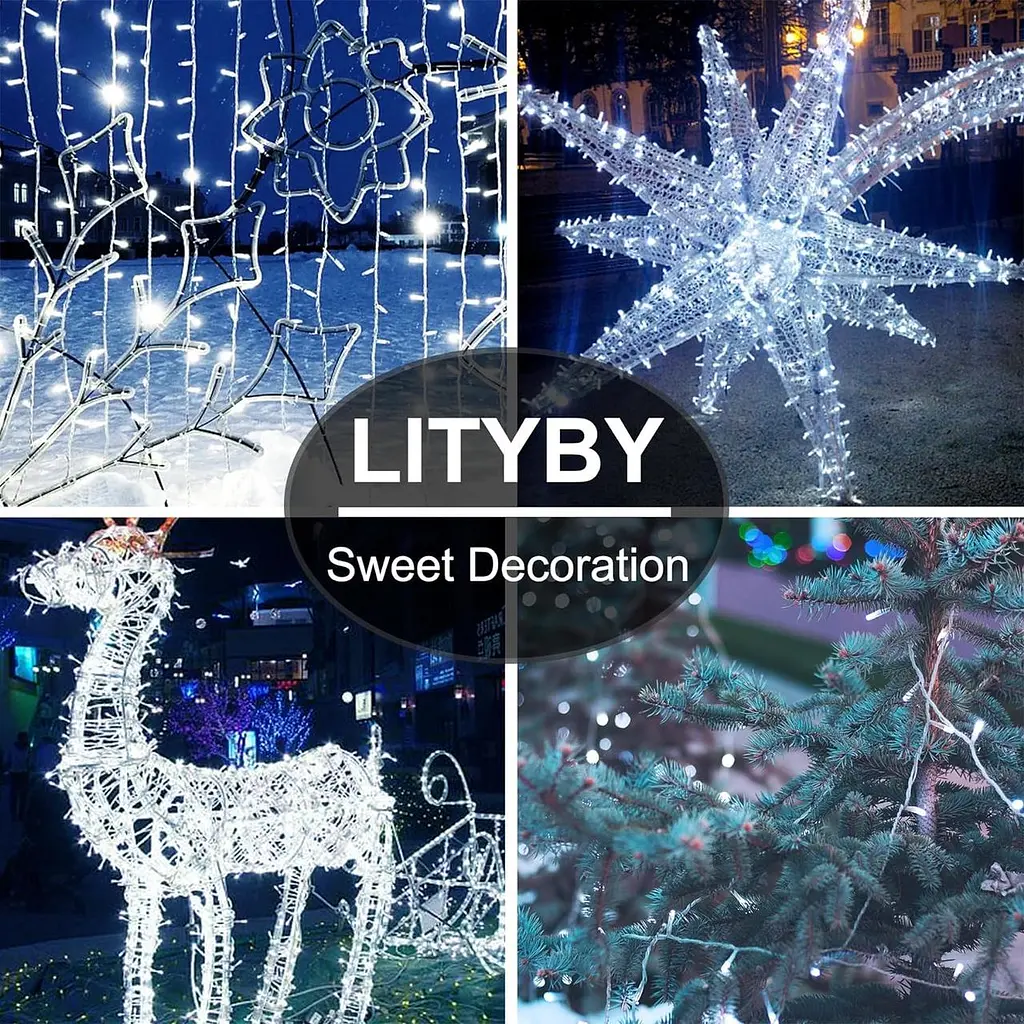 LITYBY Fairy Lights Акумулятор водонепроникний, 12M/120LED Різдвяні казкові вогні, 8 режимів Battery String Lights Outdoor - фото 5