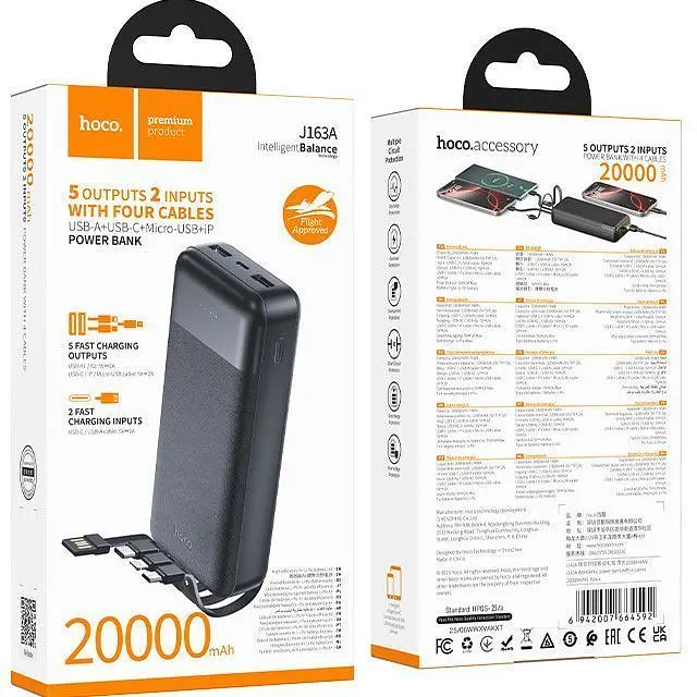 Зовнішній акумулятор Hoco J163A 20000mAh 22.5W Black [156651] - фото 4