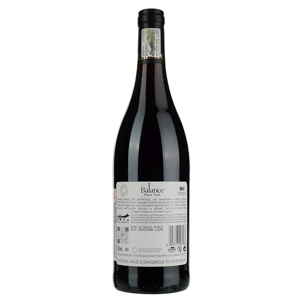 Вино Overhex Wines Balance Winemaker Selection Pinot Noir, червоне, сухе, 14,5%, 0,75 л (8000015201921) - фото 2