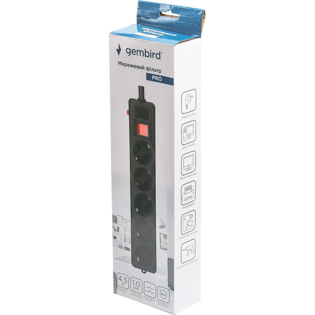 Мережевий фільтр Gembird SPG5-G-15B-PRO Black [142521] - фото 4