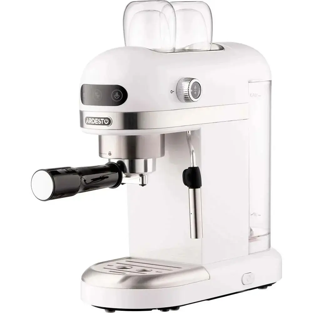 Кавоварка Ardesto YCM-E1500 White / Inox 1350W рожкова кава мелена 1.4 л підігрів чашок - фото 2