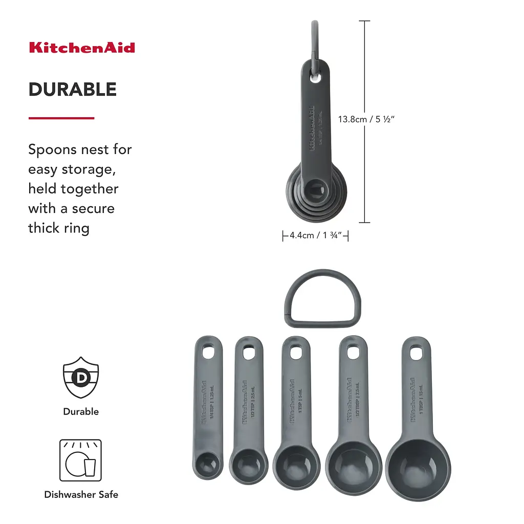 Набор мерных ложек KitchenAid Coreline серый 5 шт. (KQG057OHCGG) - фото 9