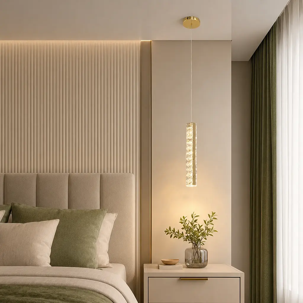 Золотий одиничний LED світильник-підвіс Artlight 622/1GD з прозорим склом 23W - фото 2