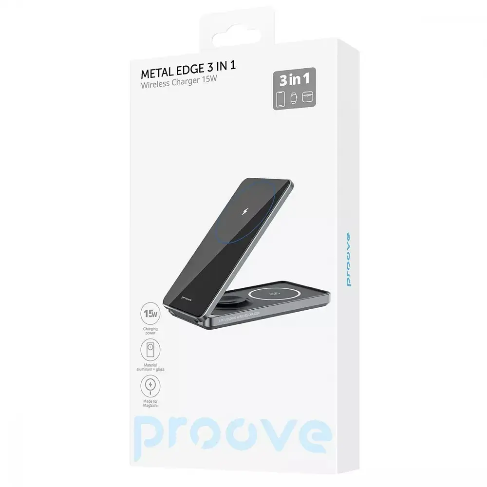 Бездротовий зарядний пристрій Proove Metal Edge 3in1 15W Gray (WSME15010003) - фото 5
