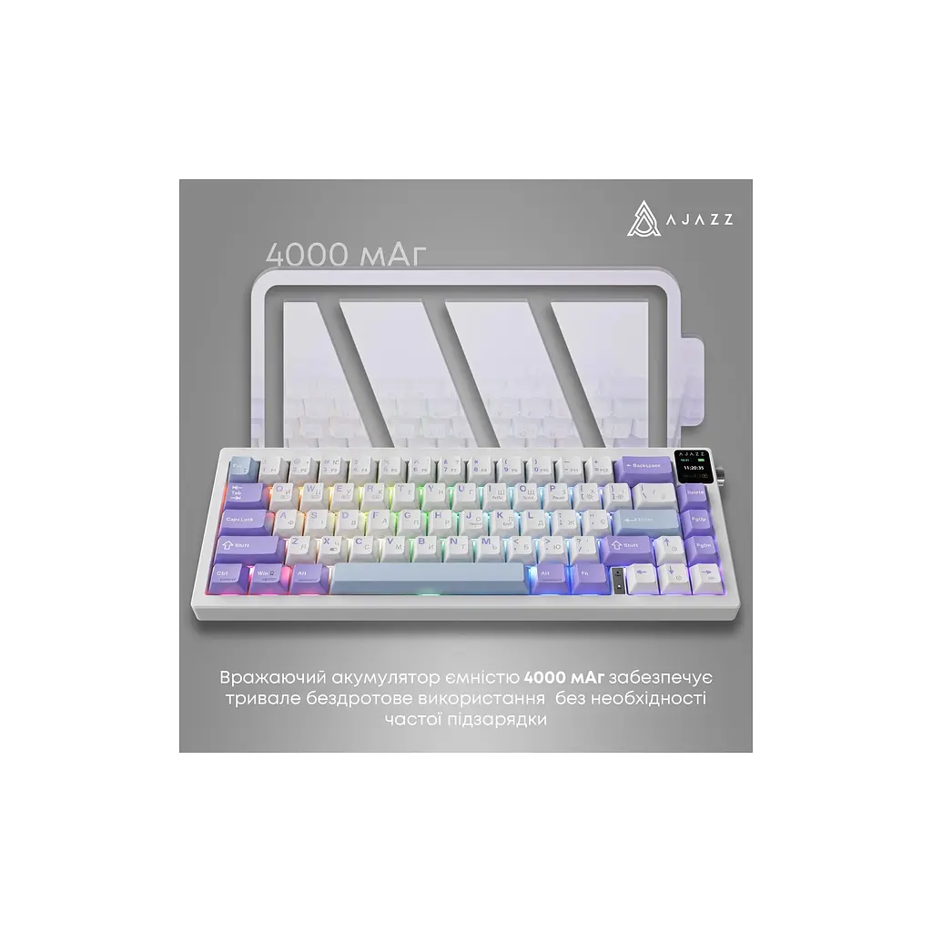 Клавіатура Ajazz AK650 Flying Fish Switch Purple RGB USB/Wireless/Bluetooth UA Purple (AK650-FF-PWB) - фото 12