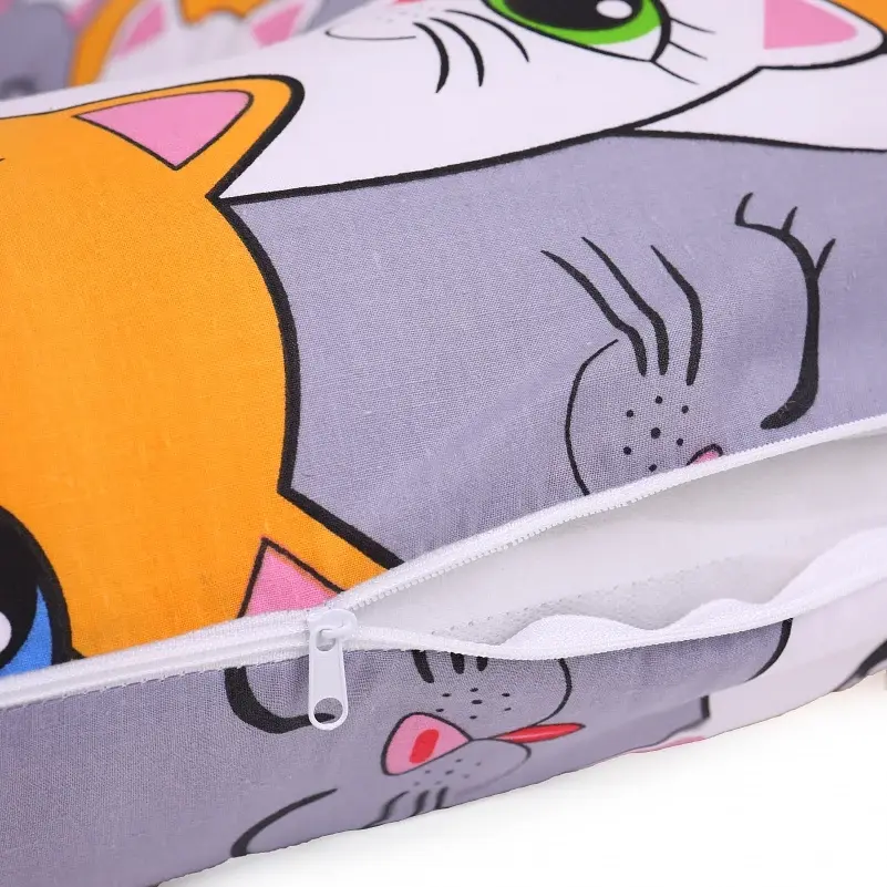 Подушка для беременных и отдыха MirSon Г-образная №5013 Color Line Кот батон 140х40х20 см оранжевая (2200010969641) - фото 3