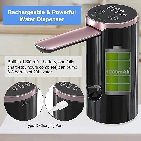 Автоматична помпа для води LY-1081 з USB-зарядкою • Електричний диспенсер Water Dispenser для бутля, дому, офісу та дачі - фото 2
