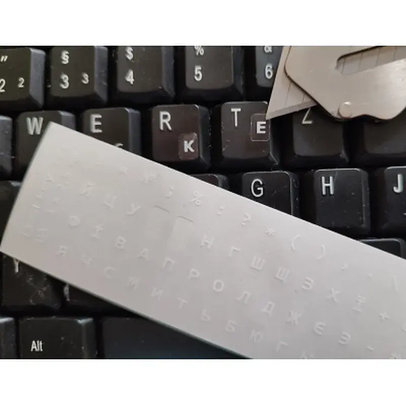 Наклейка на клавіатуру BestKey мініатюрна прозора, 56, білий (BKm3WhTr) - фото 2