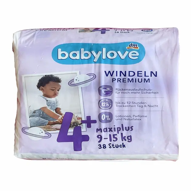 Підгузники Babylove Premium 4+ Maxi Plus (9-15 кг) 38 шт