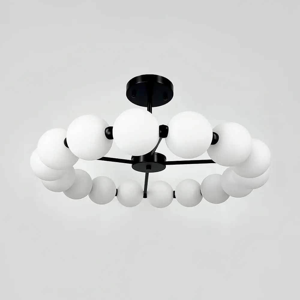 Потолочная черная люстра в виде кольца из полимерных шариков Ø 63 см Line F | Ст. 993-670 BK D120 - фото 5