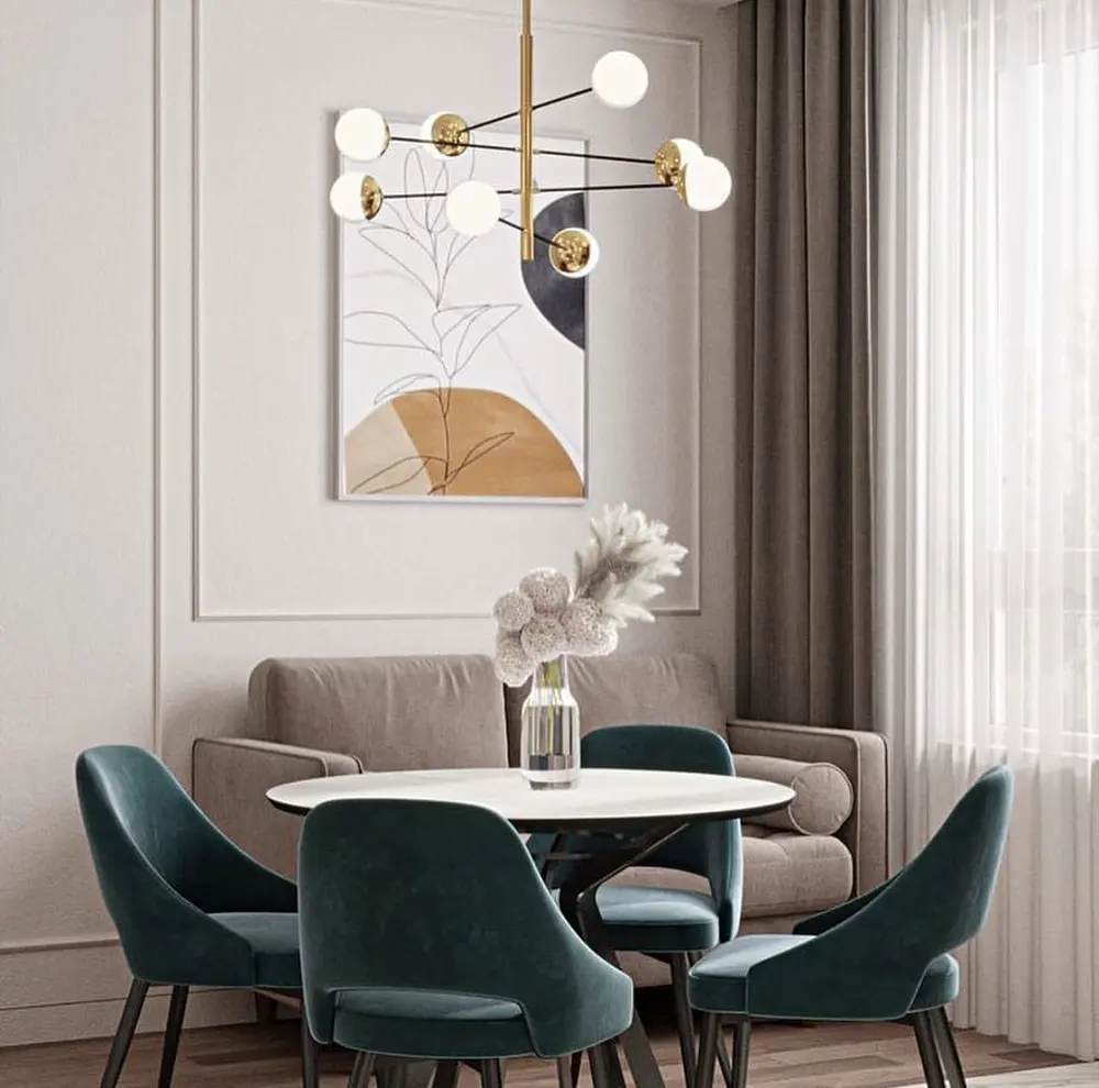 Современная каскадная люстра на 6 или 8 белых плафонов Ст. AOC 8 GD Line F - фото 7