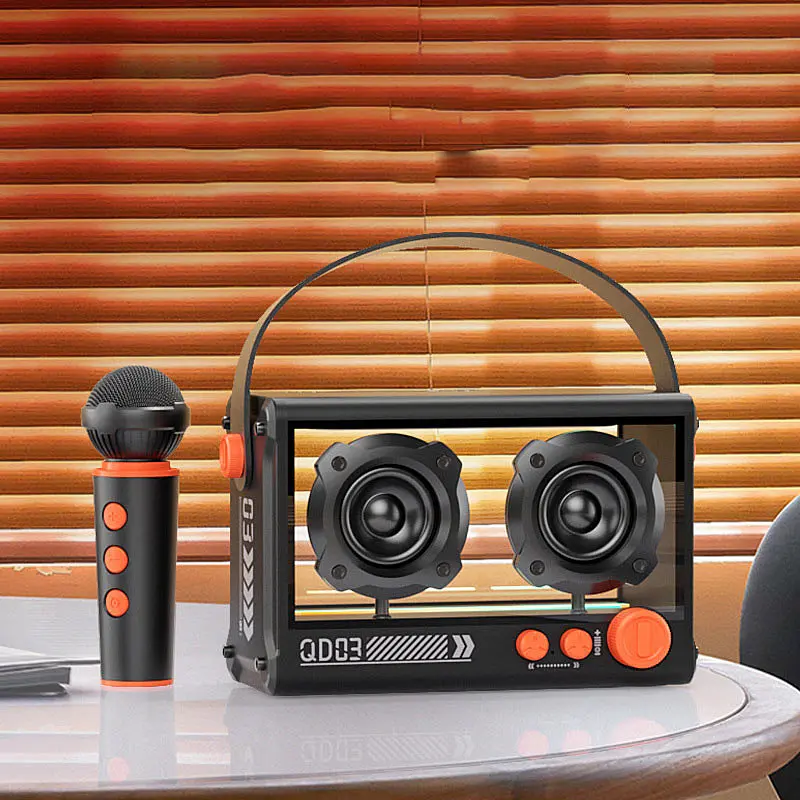 Bluetooth колонка QD03 Transparent з мікрофоном Black - фото 3