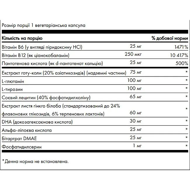 Комплекс для мозку та пам'яті Swanson Brain Essentials 60 вегетаріанських капсул (100-65-7638997-20) - фото 3