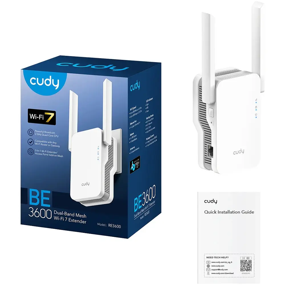 Підсилювач Wi-Fi сигналу Cudy RE3000, BE3600 WiFi 7 Mesh Repeater - фото 5