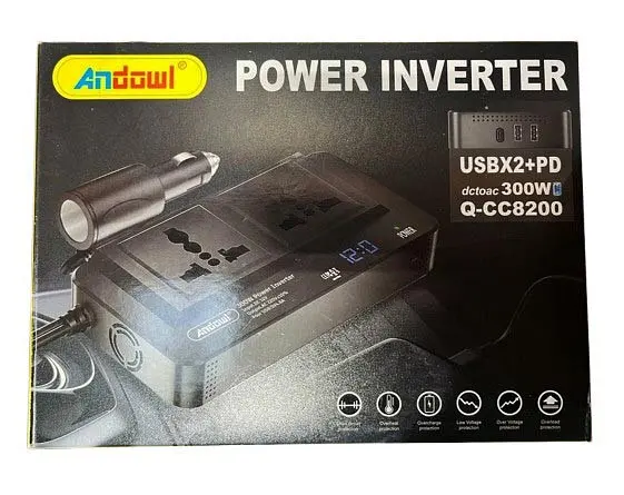 Инвертор преобразователь постоянного тока Q-CC8200 300 Вт 12/220V 2 розетки 2 USB TypeC - фото 7