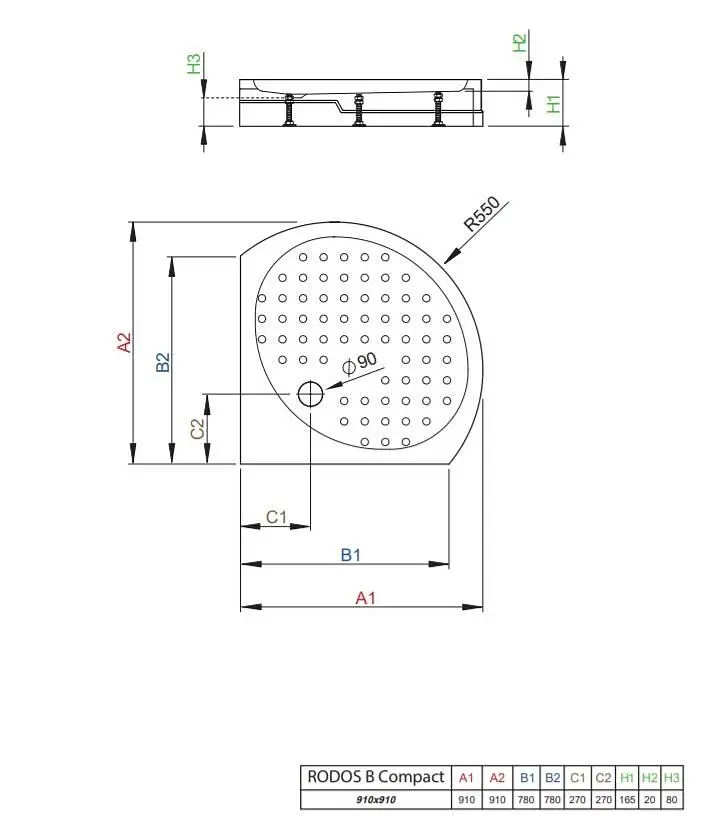 Душовий піддон Radaway Rodos B 90x90 Compact 4D99155-03 - фото 6