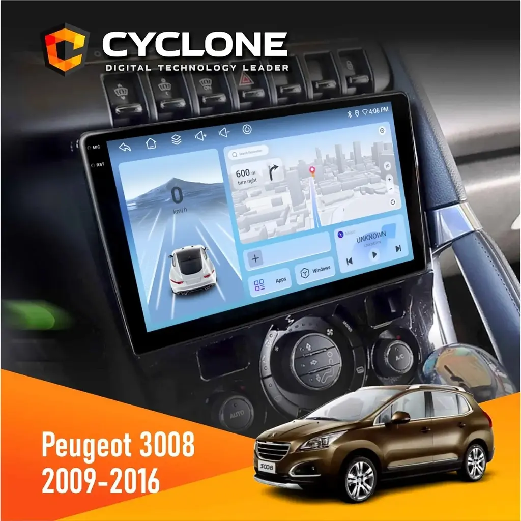 Штатна магнітола Peugeot (3008) 2009-2016 Climate Cyclone C9-012 4x64, DSP, 4G Cyclone (НФ-00007986)