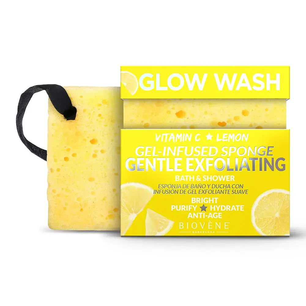 Губка для ніжного відлущування Biovene Glow Wash Gentle Exfoliating Vitamin C & Lemon Gel-Infused Sponge 75 г - фото 2