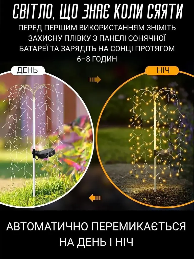 Садовий світильник на сонячній батареї «Плакуча верба» - фото 3