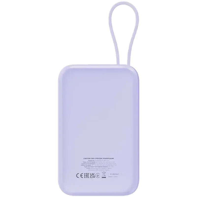 Батарея універсальна Canyon 10000mAh OnPower 101 PD/22.5W built-in cable Purple (CNS-CPB101PU) - фото 4