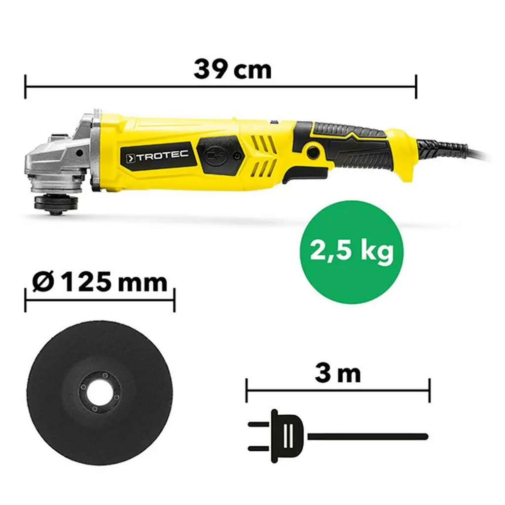 Кутова шліфувальна машина мережева Болгарка Trotec PAGS 11-125 + кейс - фото 8