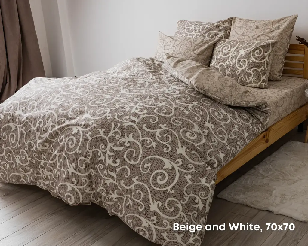 Сімейна постільна білизна ТЕП Soft Dreams Beige and White 70х70 бежева - фото 2
