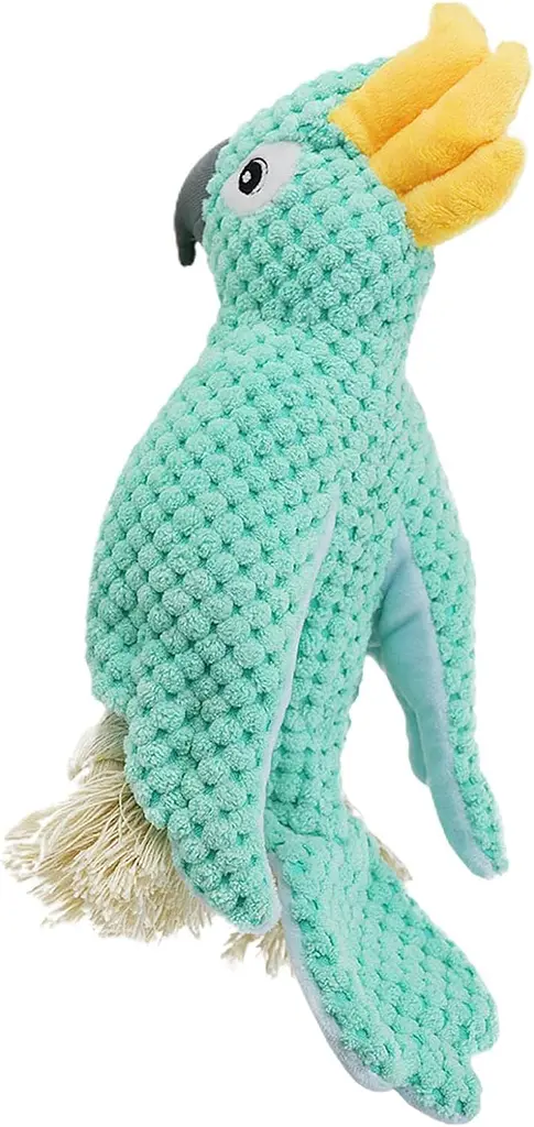 М'яка іграшка для собак Fuzzy - Bird Dog Squeaky Toy з мотузками і пищалкою, бірюзова - фото 4